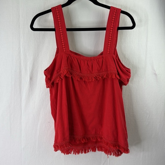 J. Crew Factory Red Fringe Sleeveless Tank Top - Picture 2 of 10